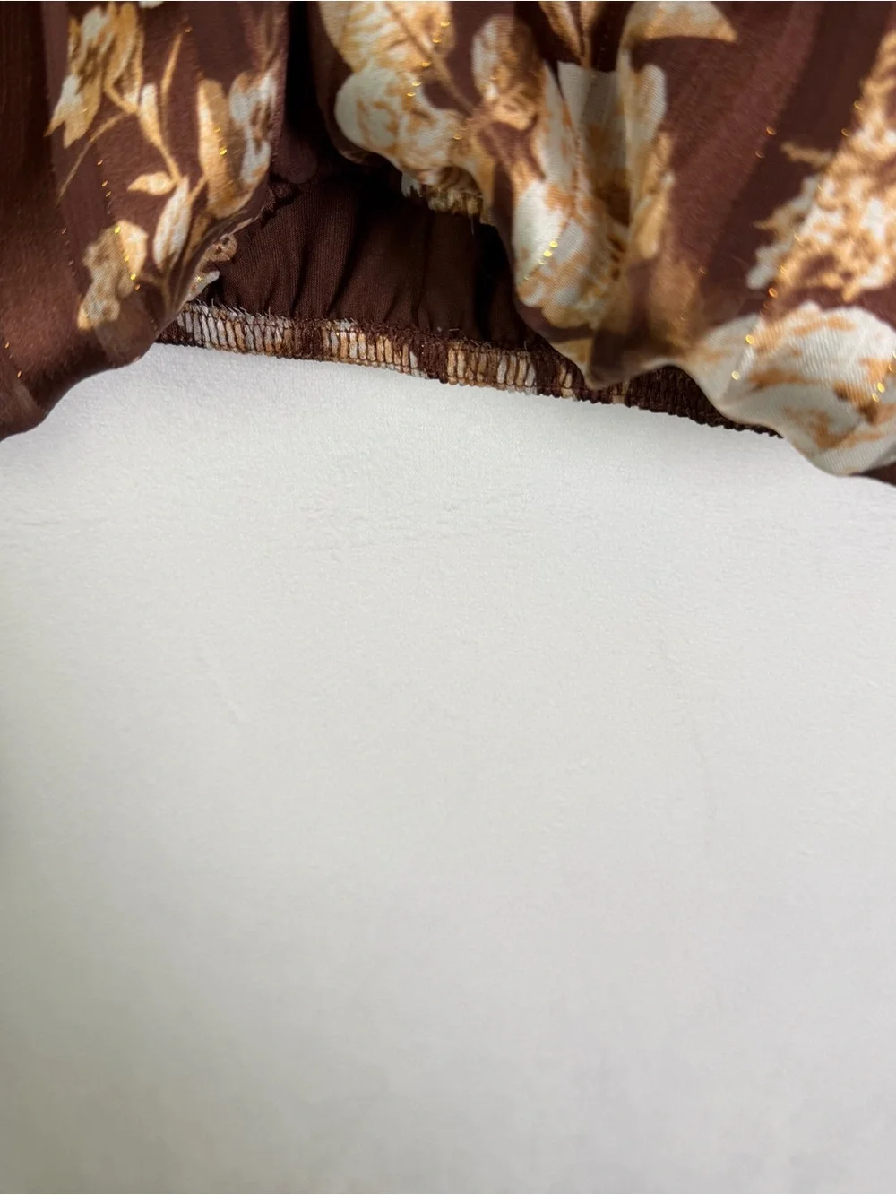 Autres Filles Anthropologie Floral Boho Peasant Blouse Brown Tie Neck Top Sz S - Picture 10 of 10